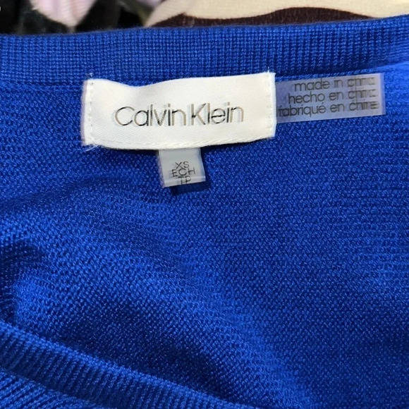 Calvin Klein blue logo unisex knit crew neck sweater Sz XS - Picture 9 of 11